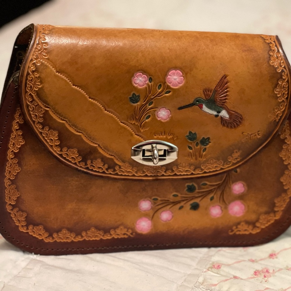 Hand tooled leather purse